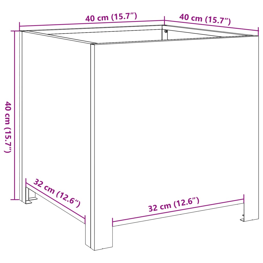 Plantenbakken Staal Wit 2 40 x 40 x 40 cm Staal/Wit