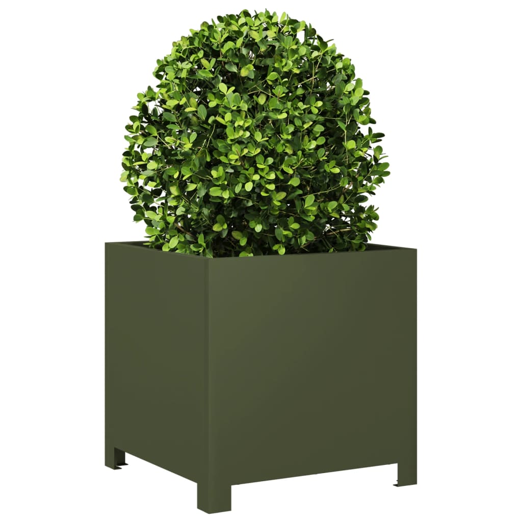 Plantenbakken Staal Olijfgroen 2 40 x 40 x 40 cm Staal/Groen