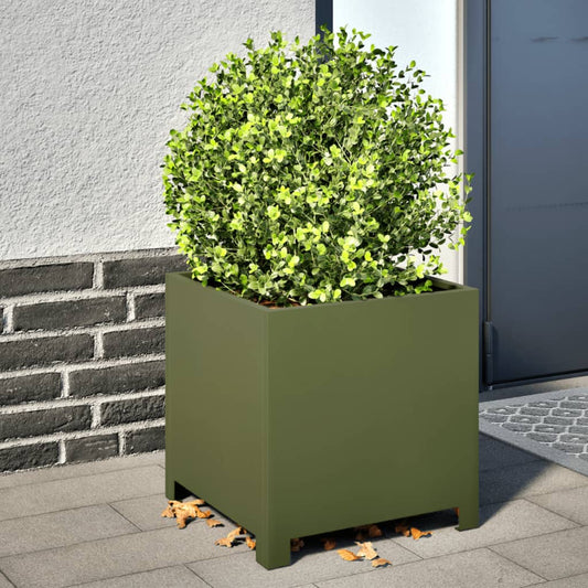 Plantenbakken Staal Olijfgroen 2 40 x 40 x 40 cm Staal/Groen