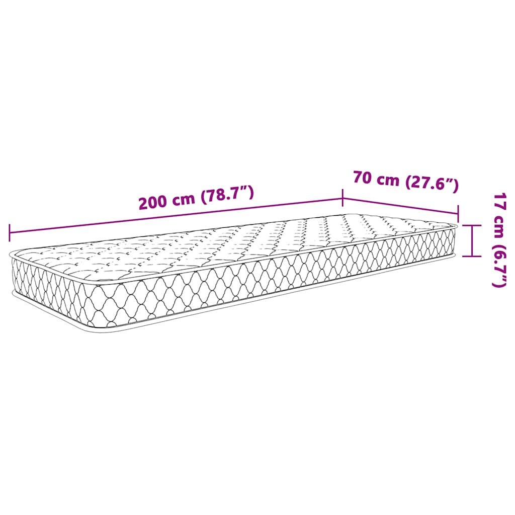 Traagschuimmatras 70x200x17 cm wit