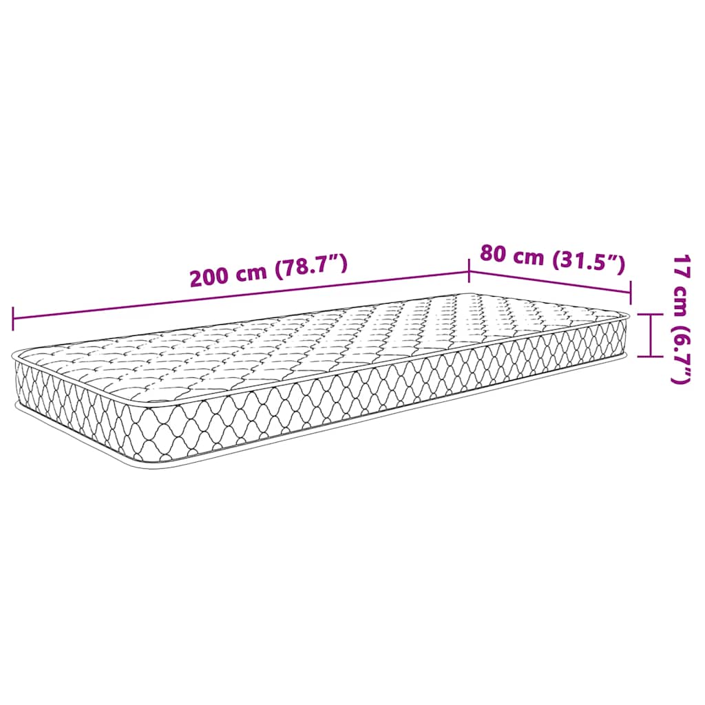 Traagschuimmatras 80x200x17 cm wit