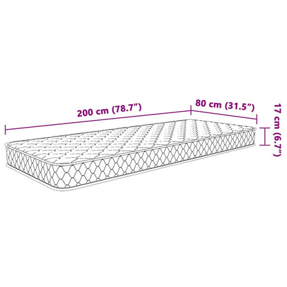 Traagschuimmatras 80x200x17 cm wit