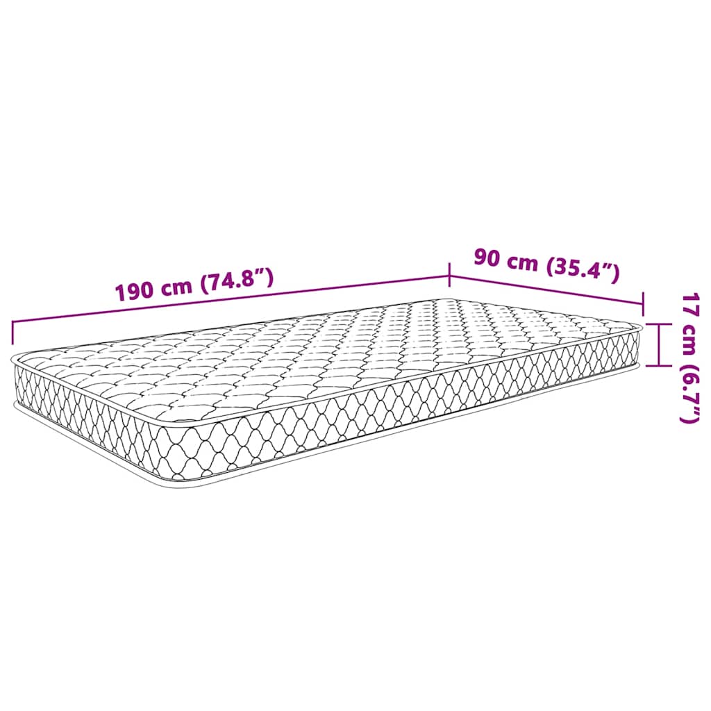 Traagschuimmatras 90x190x17 cm wit