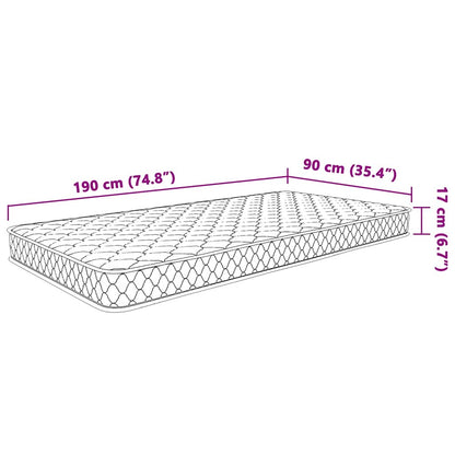 Traagschuimmatras 90x190x17 cm wit