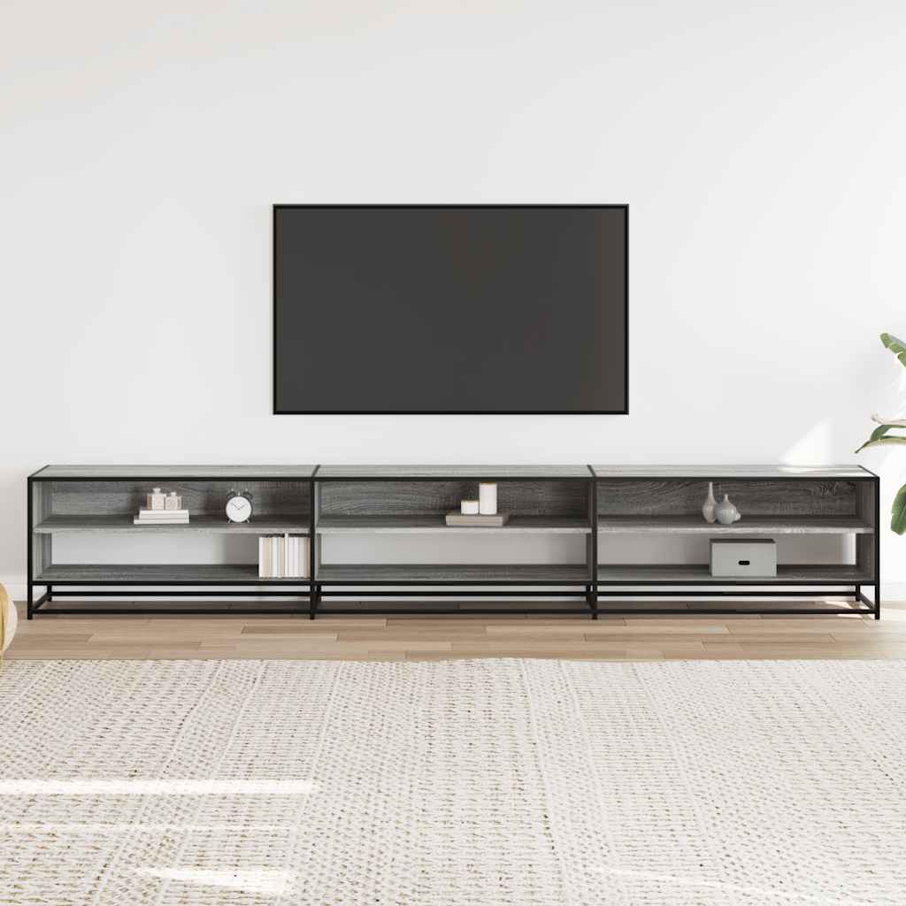 Tv-meubel 270x40x46 cm bewerkt hout grijs sonoma eikenkleurig