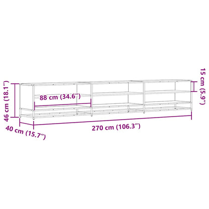 Tv-meubel 270x40x46 cm bewerkt hout grijs sonoma eikenkleurig