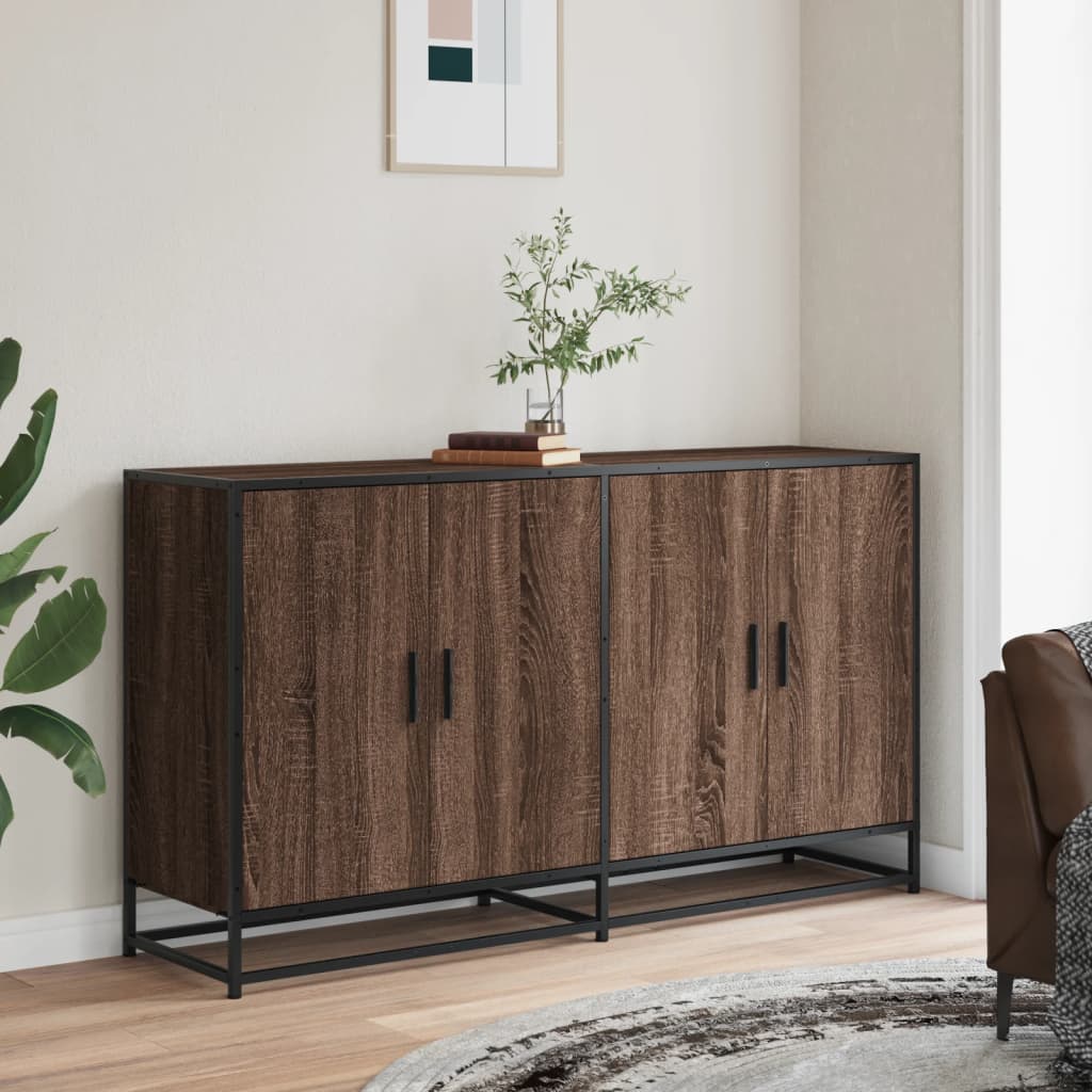 Dressoir 134x35x76 cm bewerkt hout bruin eikenkleurig