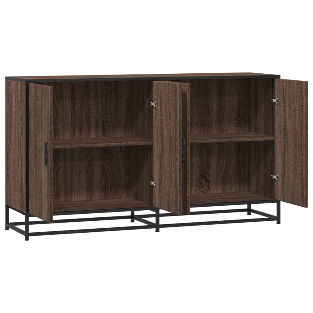 Dressoir 134x35x76 cm bewerkt hout bruin eikenkleurig