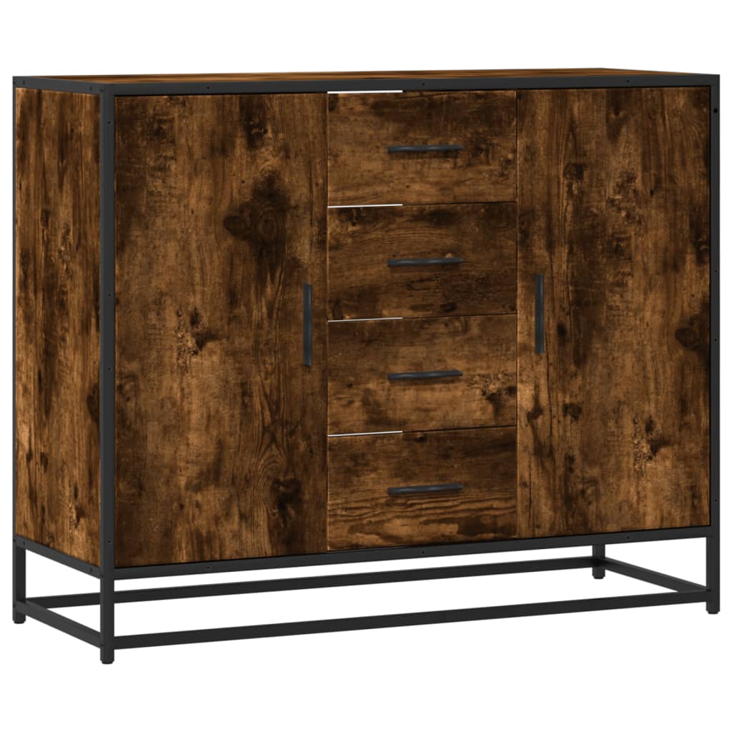 Dressoir 92x35x76 cm bewerkt hout gerookt eikenkleurig