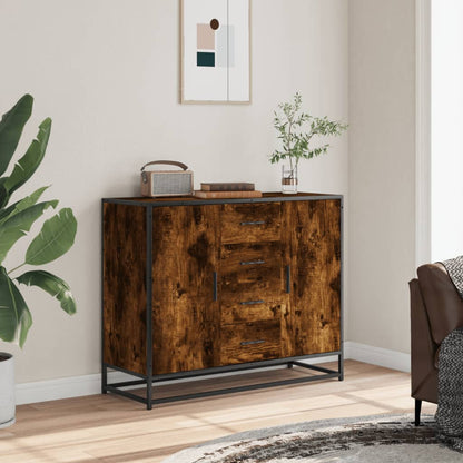 Dressoir 92x35x76 cm bewerkt hout gerookt eikenkleurig