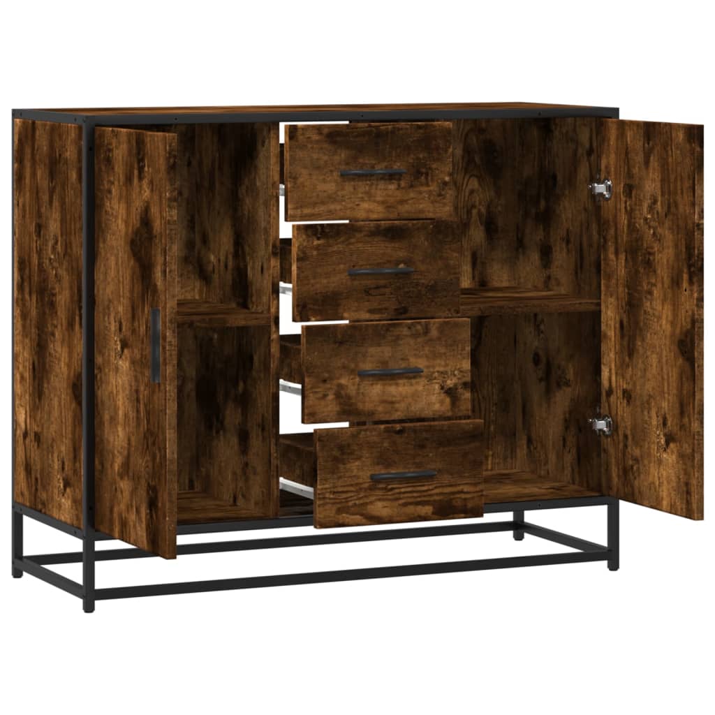 Dressoir 92x35x76 cm bewerkt hout gerookt eikenkleurig