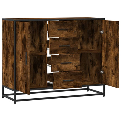 Dressoir 92x35x76 cm bewerkt hout gerookt eikenkleurig