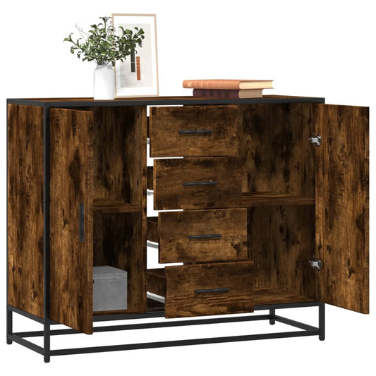 Dressoir 92x35x76 cm bewerkt hout gerookt eikenkleurig