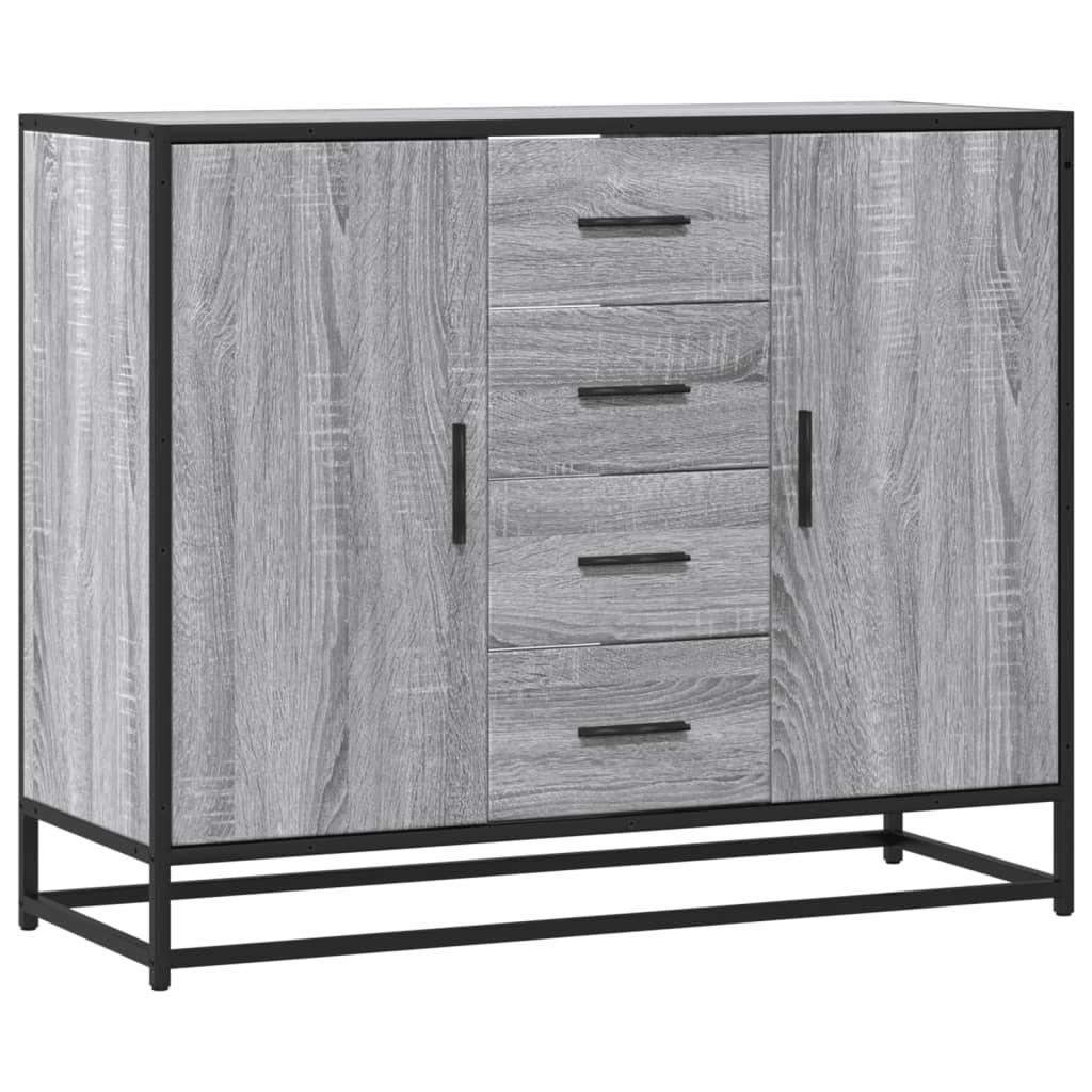 Dressoir 92x35x76 cm bewerkt hout grijs sonoma eikenkleurig
