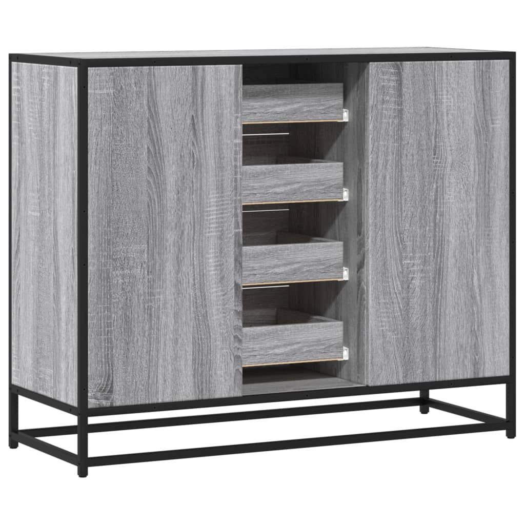 Dressoir 92x35x76 cm bewerkt hout grijs sonoma eikenkleurig