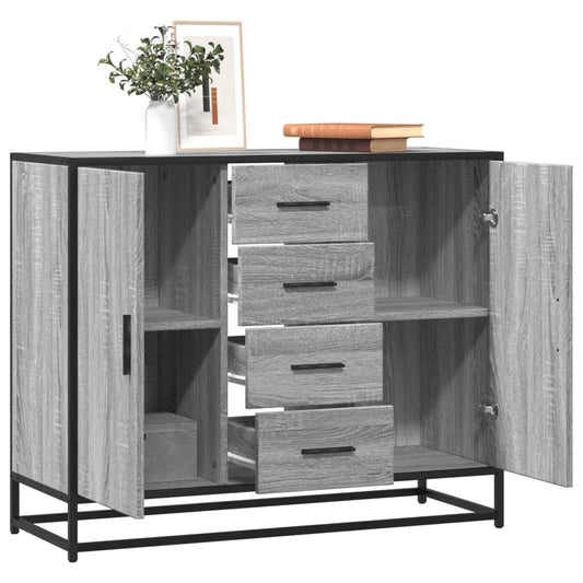 Dressoir 92x35x76 cm bewerkt hout grijs sonoma eikenkleurig