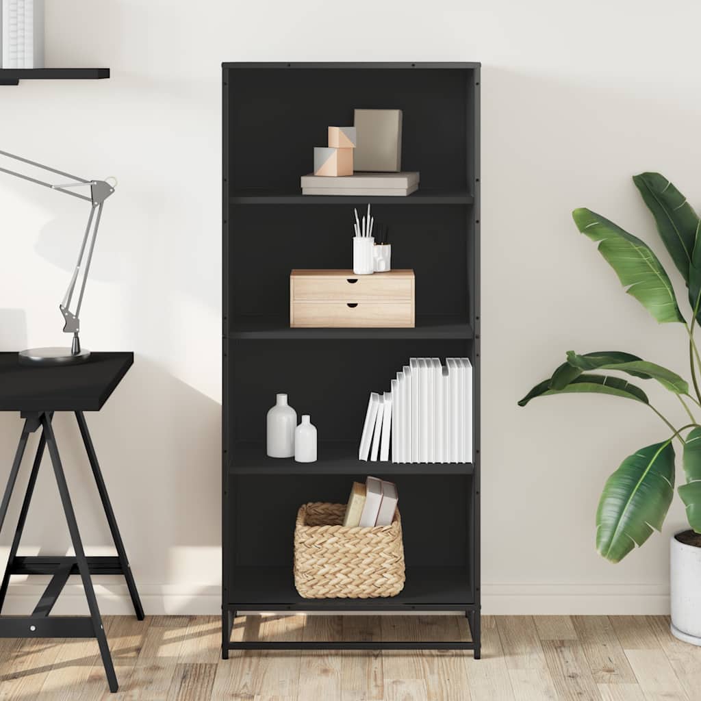 Boekenkast 60x35x139 cm bewerkt hout zwart