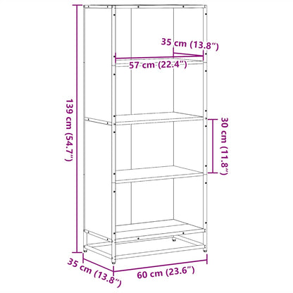 Boekenkast 60x35x139 cm bewerkt hout grijs sonoma eikenkleurig