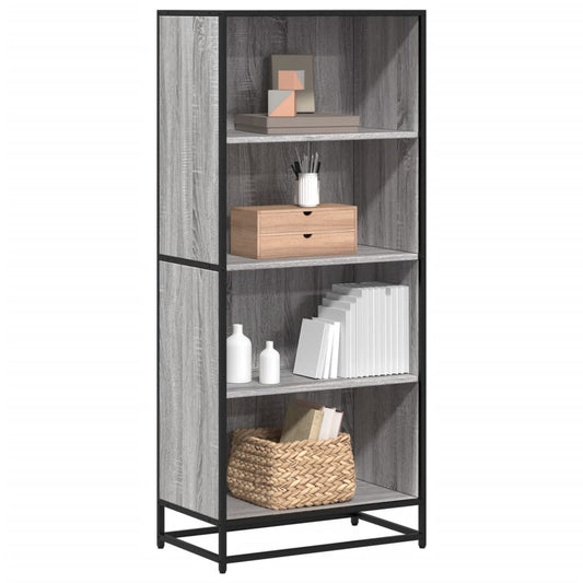 Boekenkast 60x35x139 cm bewerkt hout grijs sonoma eikenkleurig