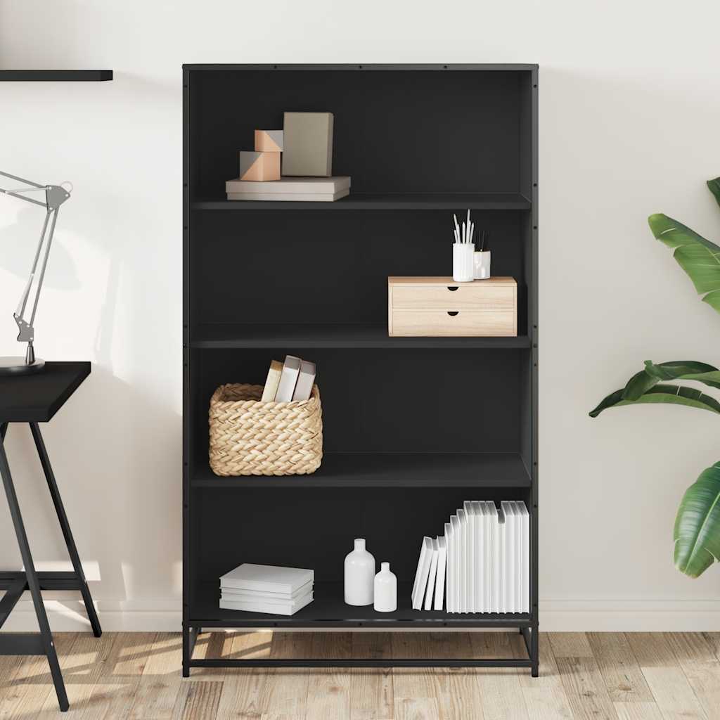 Boekenkast 80,5x35x139 cm bewerkt hout zwart