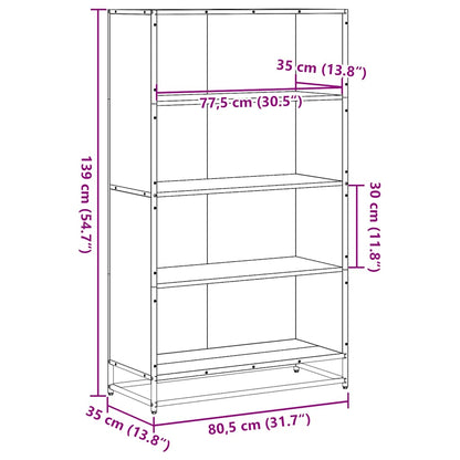 Boekenkast 80,5x35x139 cm bewerkt hout zwart