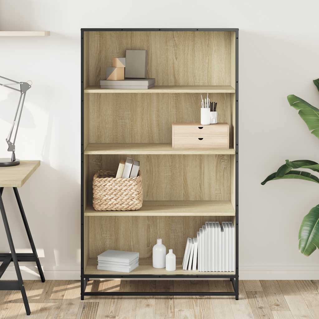 Boekenkast 80,5x35x139 cm bewerkt hout sonoma eikenkleurig