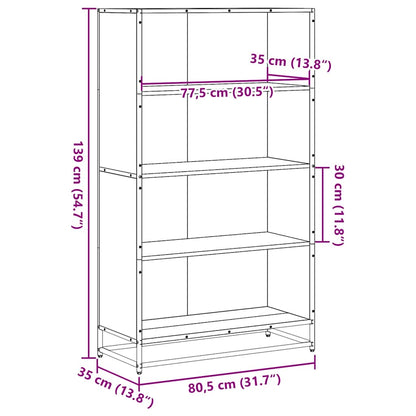 Boekenkast 80,5x35x139 cm bewerkt hout sonoma eikenkleurig