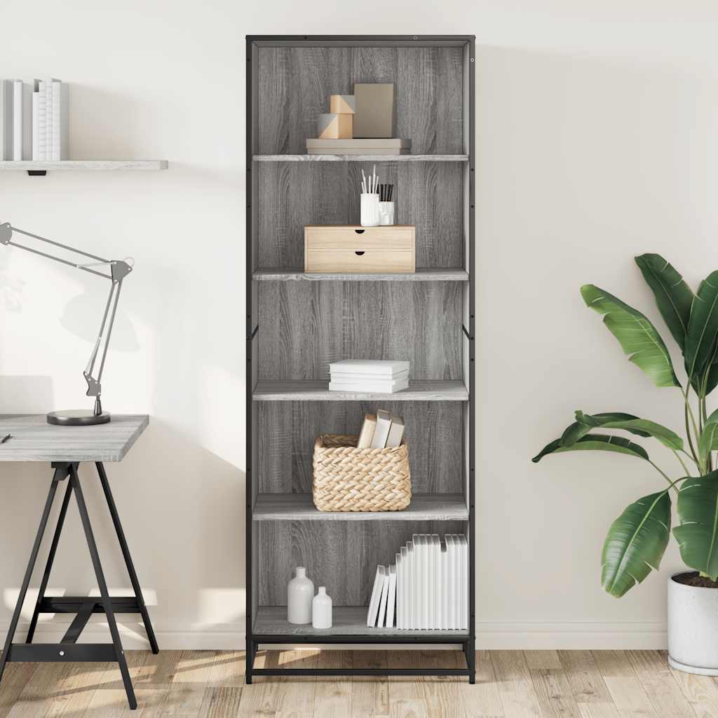 Boekenkast 60x35x170,5 cm bewerkt hout grijs sonoma eikenkleur
