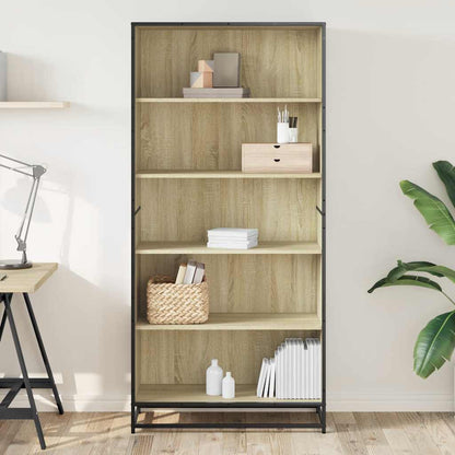 Boekenkast 80,5x35x170,5 cm bewerkt hout sonoma eikenkleurig