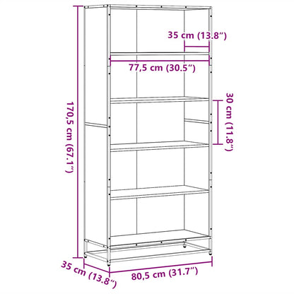 Boekenkast 80,5x35x170,5 cm bewerkt hout sonoma eikenkleurig