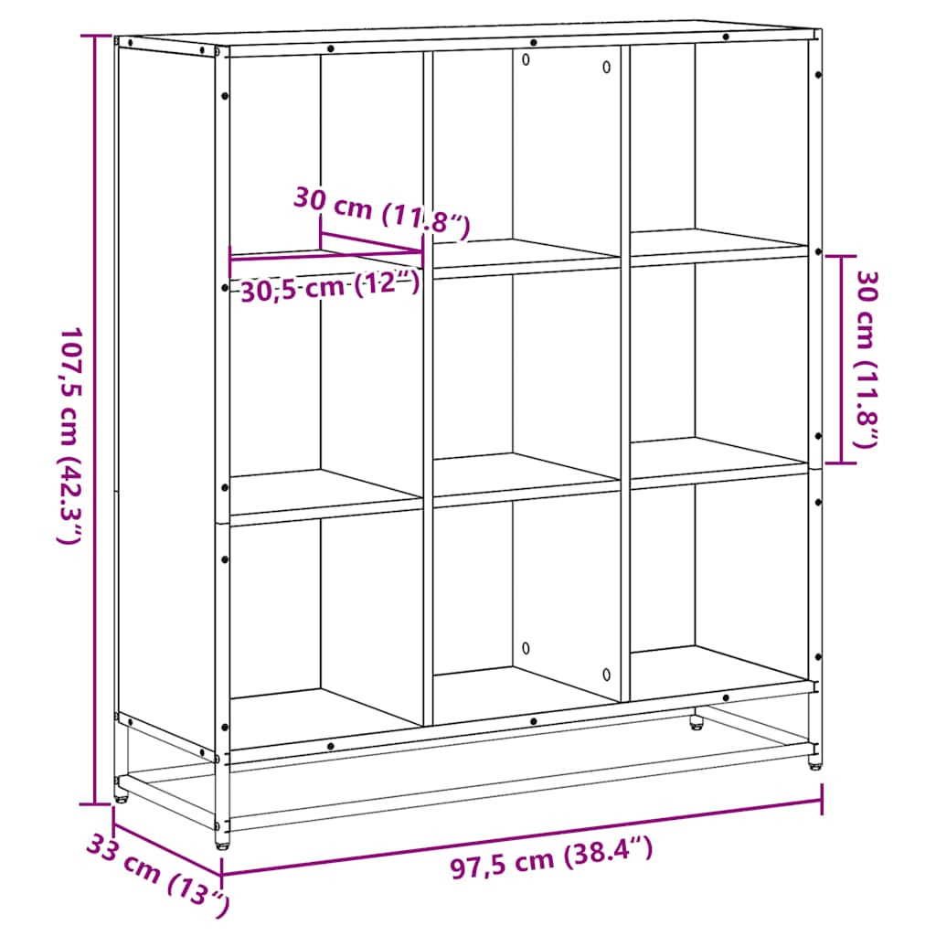 Boekenkast 97,5x33x107,5 cm bewerkt hout en metaal zwart