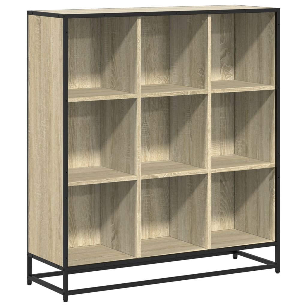 Boekenkast 97,5x33x107,5 cm bewerkt hout en metaal sonoma eiken
