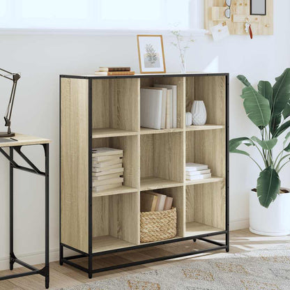 Boekenkast 97,5x33x107,5 cm bewerkt hout en metaal sonoma eiken
