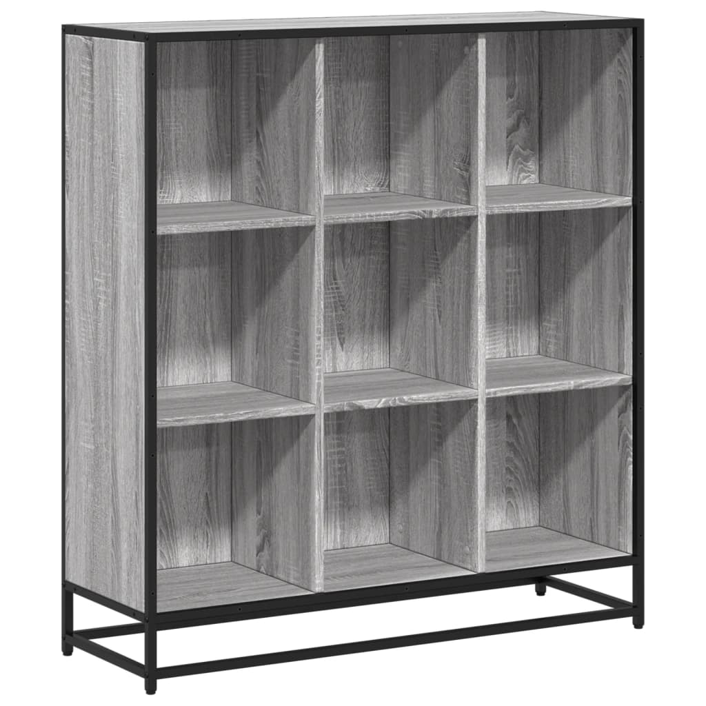 Boekenkast 97,5x33x107,5 cm bewerkt hout en metaal grijs sonoma