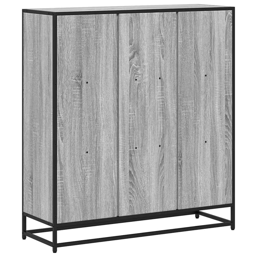 Boekenkast 97,5x33x107,5 cm bewerkt hout en metaal grijs sonoma