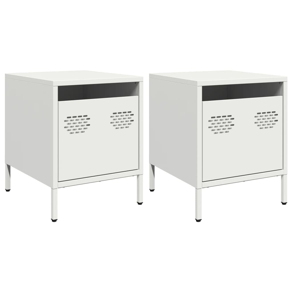 Nachtkastjes 2 st 35x39x43,5 cm staal wit