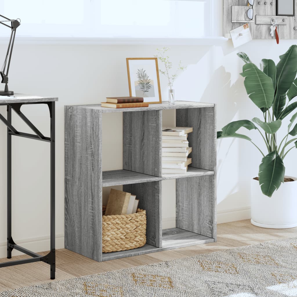Boekenkast 68,5x32x68,5 cm bewerkt hout grijs sonoma eiken