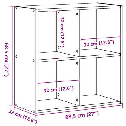 Boekenkast 68,5x32x68,5 cm bewerkt hout grijs sonoma eiken