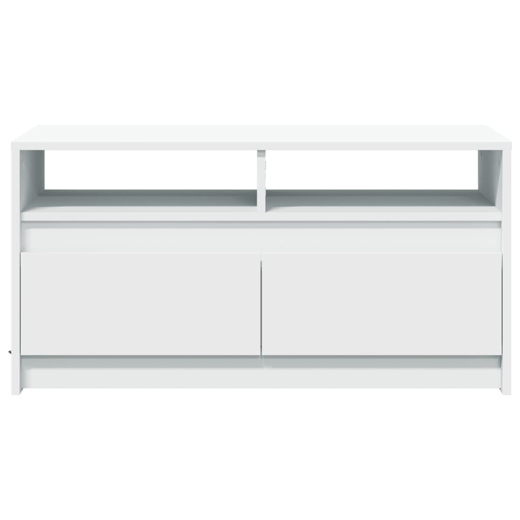 Salontafel met LED-verlichting bewerkt hout wit