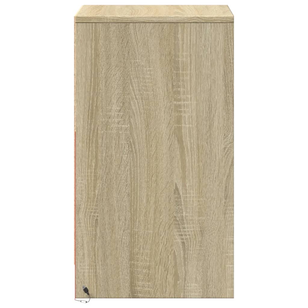Nachtkastje met LED-verlichting bewerkt hout sonoma eikenkleur