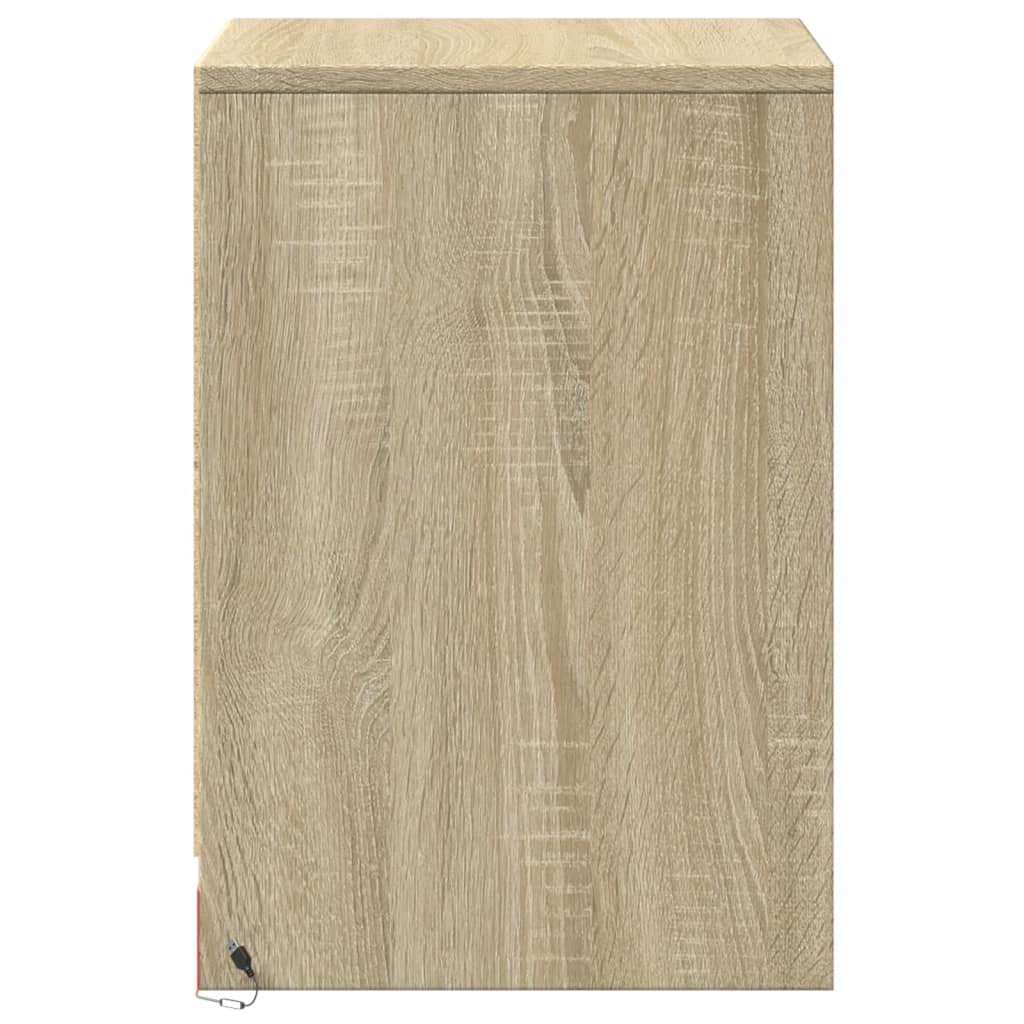 Nachtkastje met LED-verlichting bewerkt hout sonoma eikenkleur