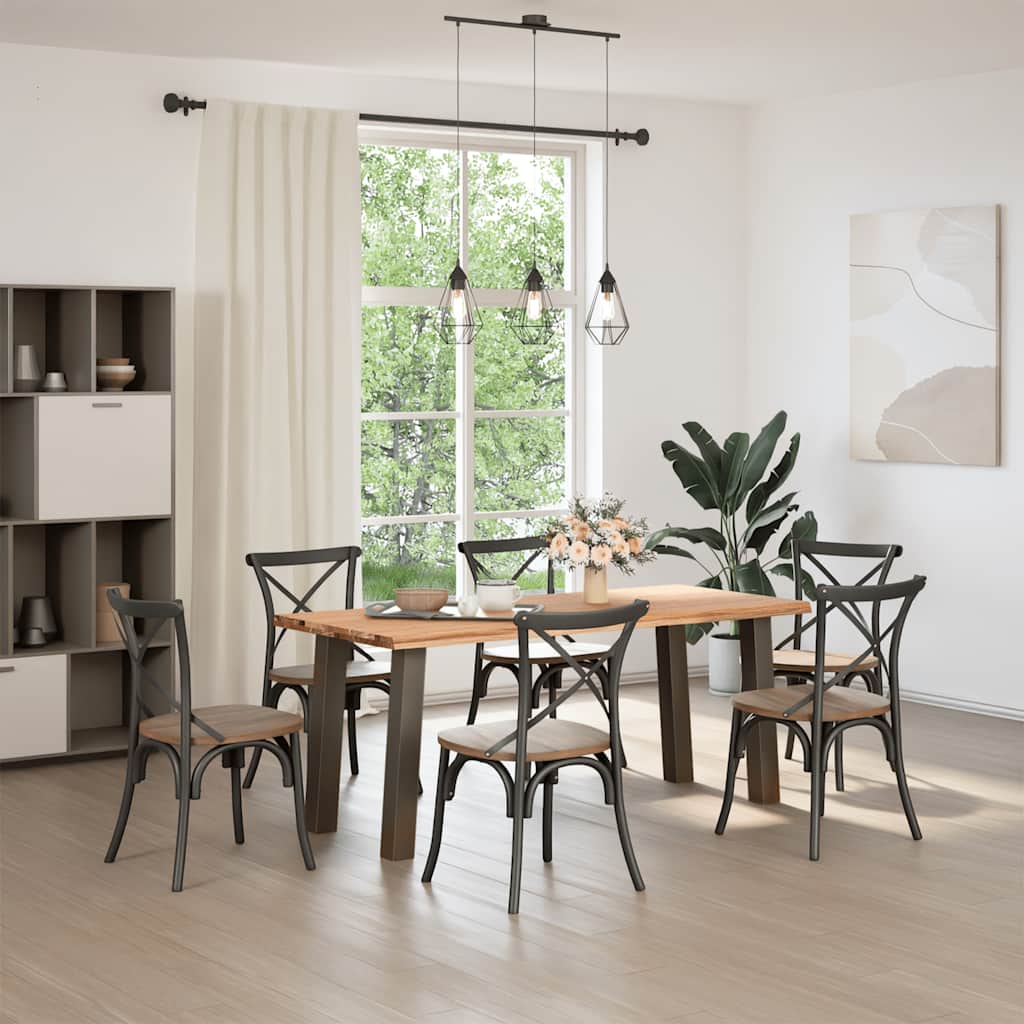 Eettafel met natuurlijke rand massief eikenhout rechthoekig
