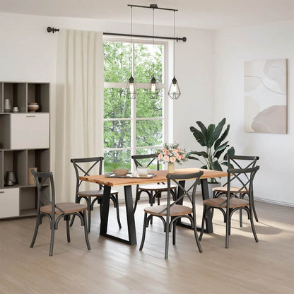 Eettafel met natuurlijke rand 180x80x74 cm massief eikenhout