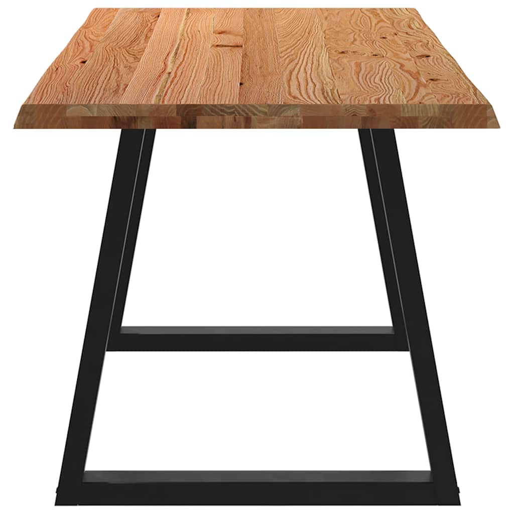 Eettafel met natuurlijke rand 180x80x74 cm massief eikenhout