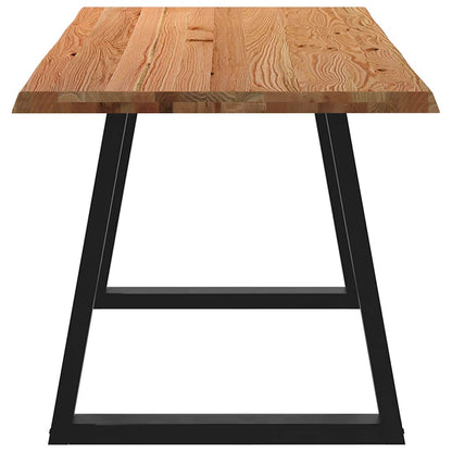 Eettafel met natuurlijke rand 180x80x74 cm massief eikenhout