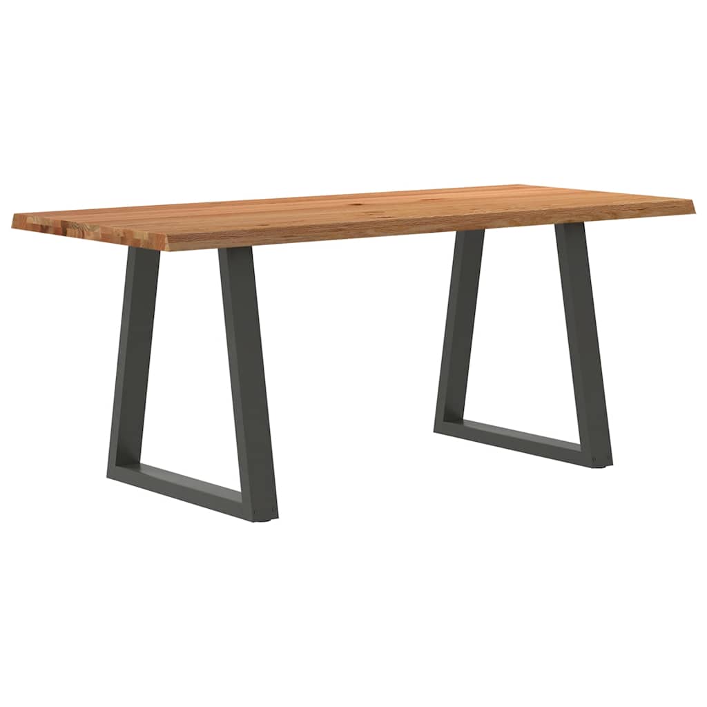 Eettafel met natuurlijke rand 180x80x74 cm massief eikenhout