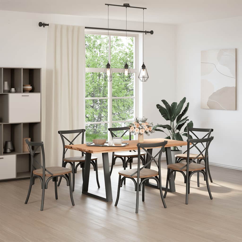 Eettafel met natuurlijke rand 180x80x74 cm massief eikenhout