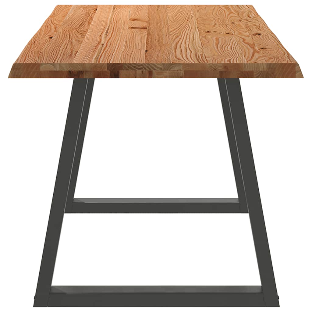 Eettafel met natuurlijke rand 180x80x74 cm massief eikenhout
