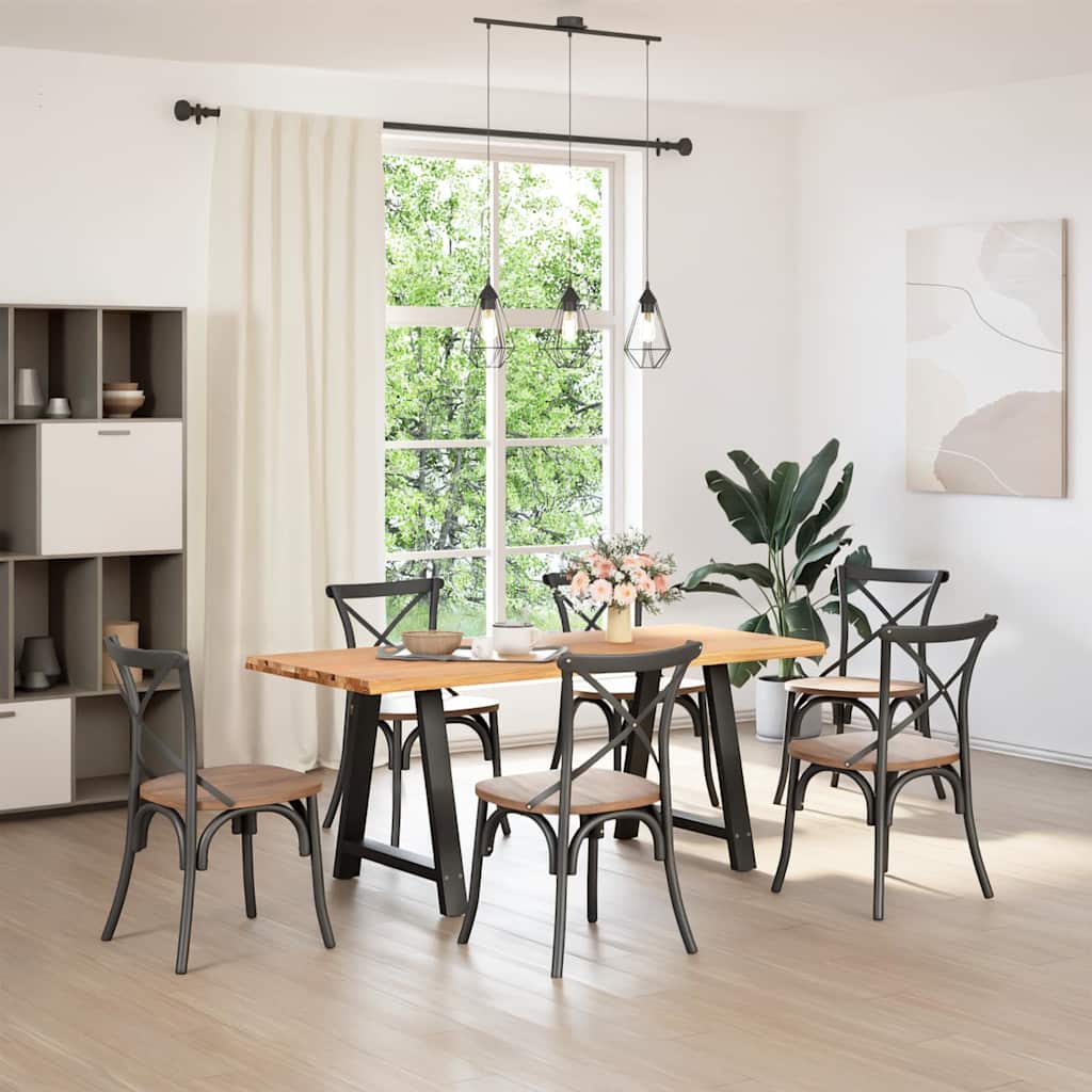 Eettafel met natuurlijke rand massief eikenhout rechthoekig