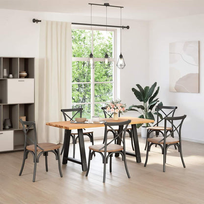 Eettafel met natuurlijke rand massief eikenhout rechthoekig